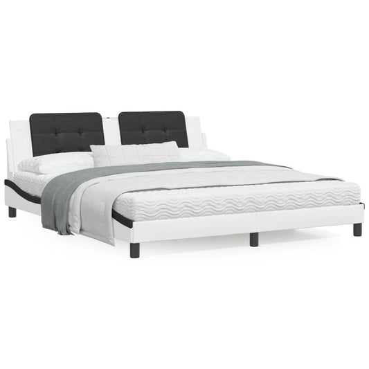 Bed met matras kunstleer wit en zwart 180x200 cm