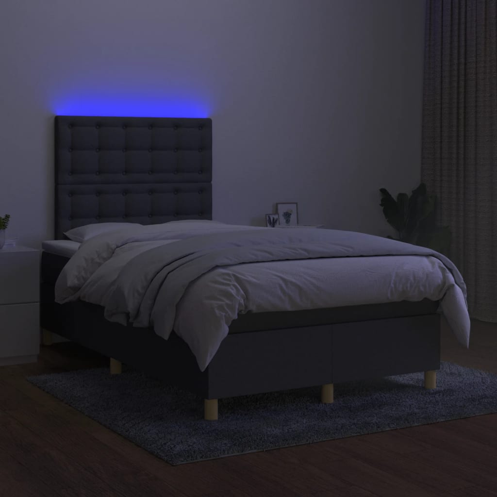Boxspring met matras en LED stof donkergrijs 120x190 cm
