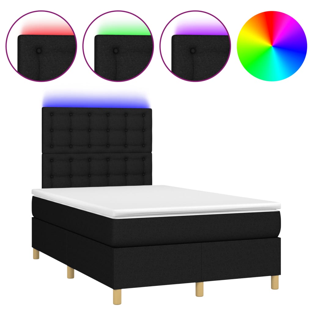 Boxspring met matras en LED stof zwart 120x190 cm