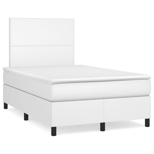 Boxspring met matras en LED kunstleer wit 120x190 cm