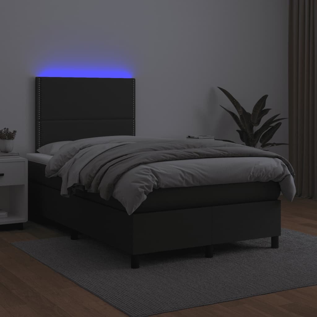 Boxspring met matras en LED kunstleer zwart 120x190 cm