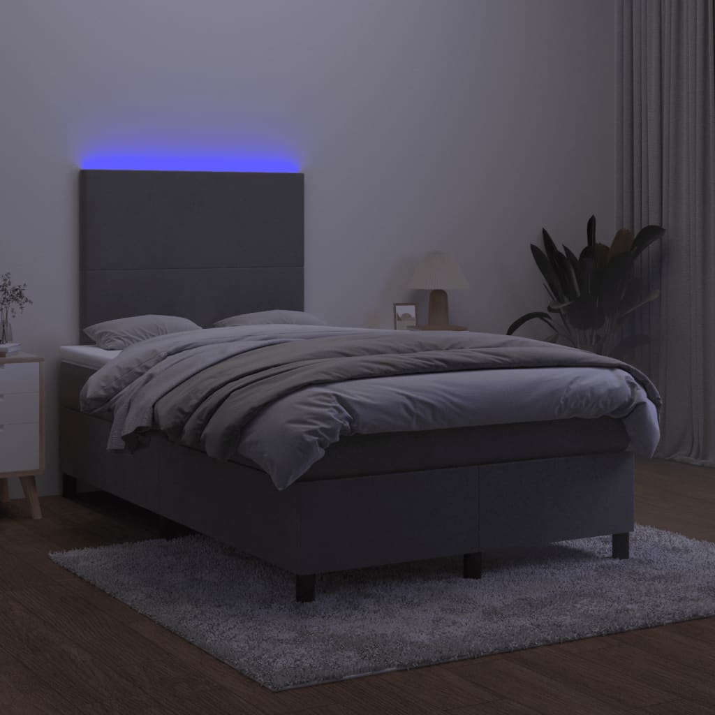 Boxspring met matras en LED fluweel donkergrijs 120x190 cm