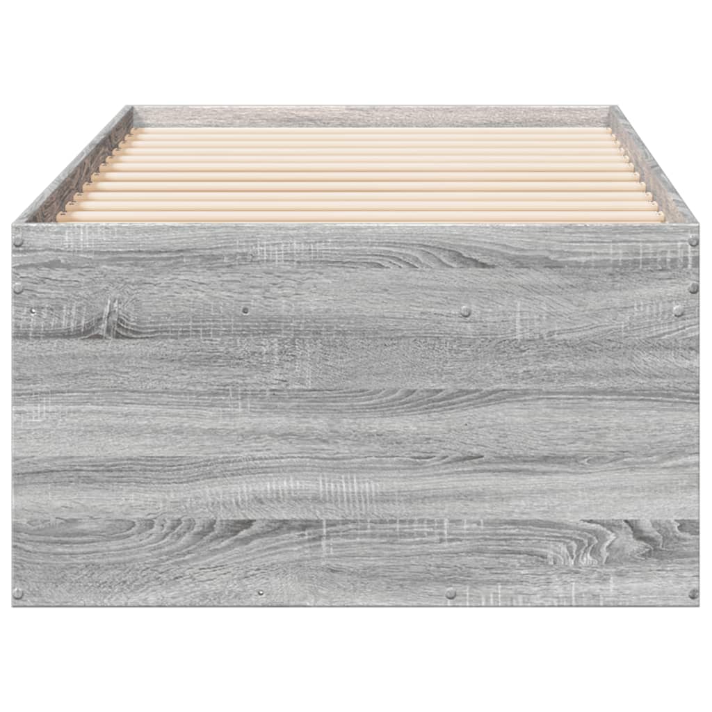 Slaapbank met lades 100x200 cm bewerkt hout grijs sonoma eiken