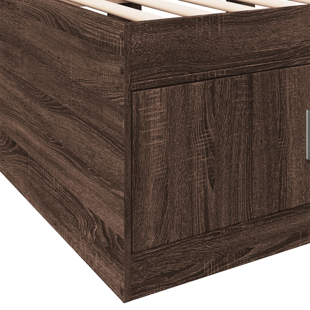 Slaapbank met lades 75x190 cm bewerkt hout bruin eikenkleurig