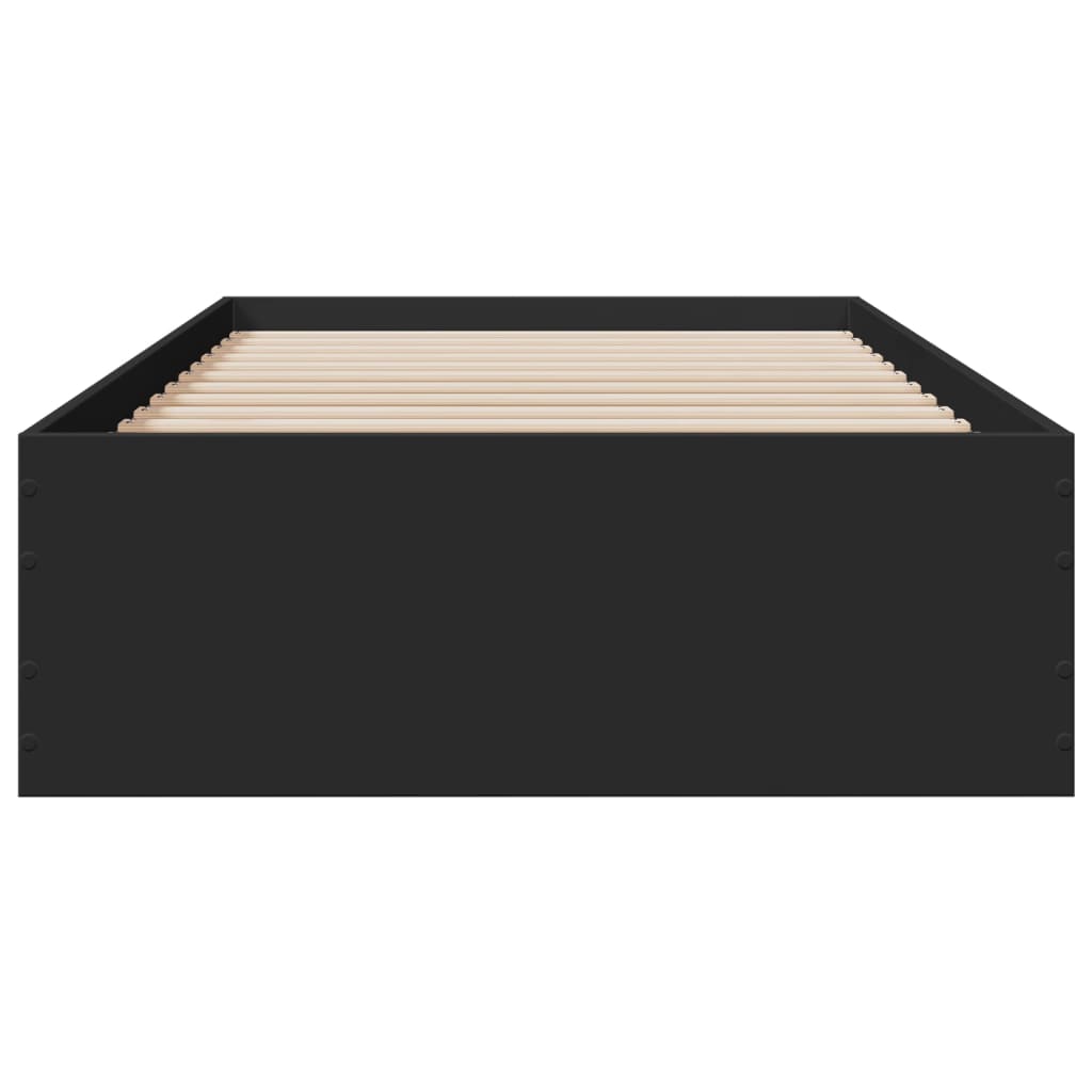 Bedframe met lades bewerkt hout zwart 75x190 cm