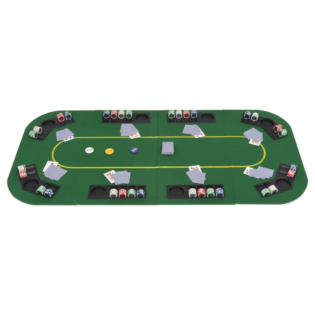 Poker tafelblad voor 8 spelers 4-voudig inklapbaar groen
