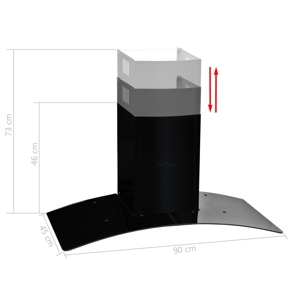 Wandafzuigkap 756 m³/u 90 cm roestvrij staal zwart