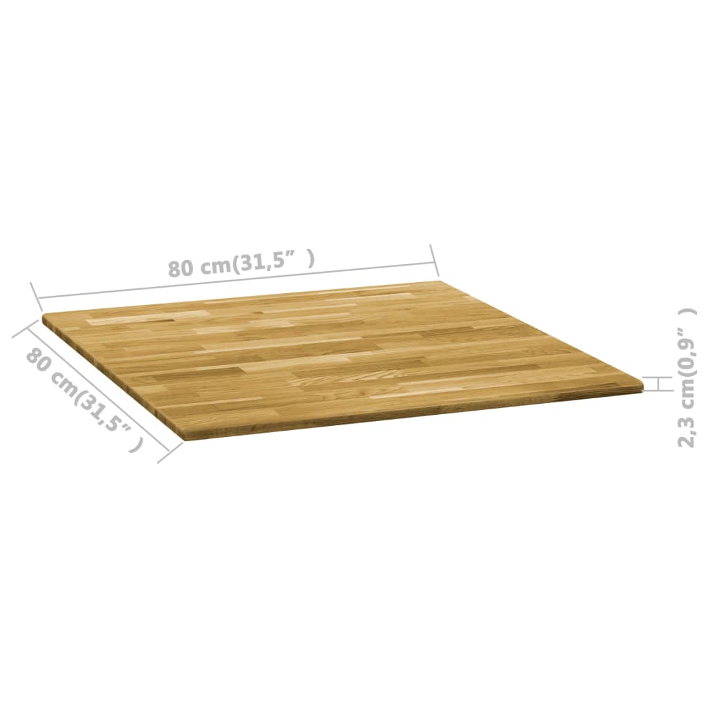Trendy Tafelblad vierkant 23 mm 80x80 cm massief eikenhout