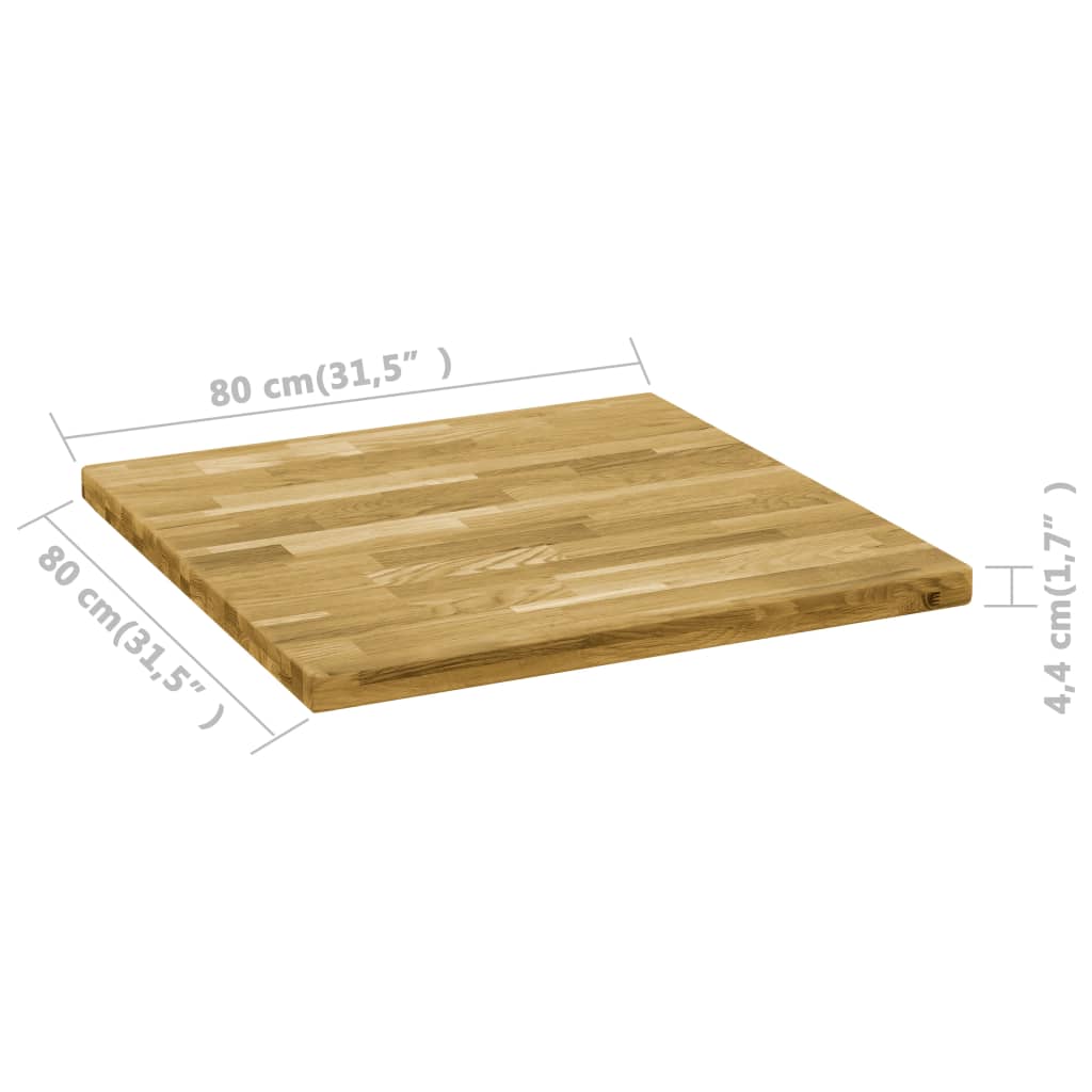 Tafelblad vierkant 44 mm 80x80 cm massief eikenhout van Trendy