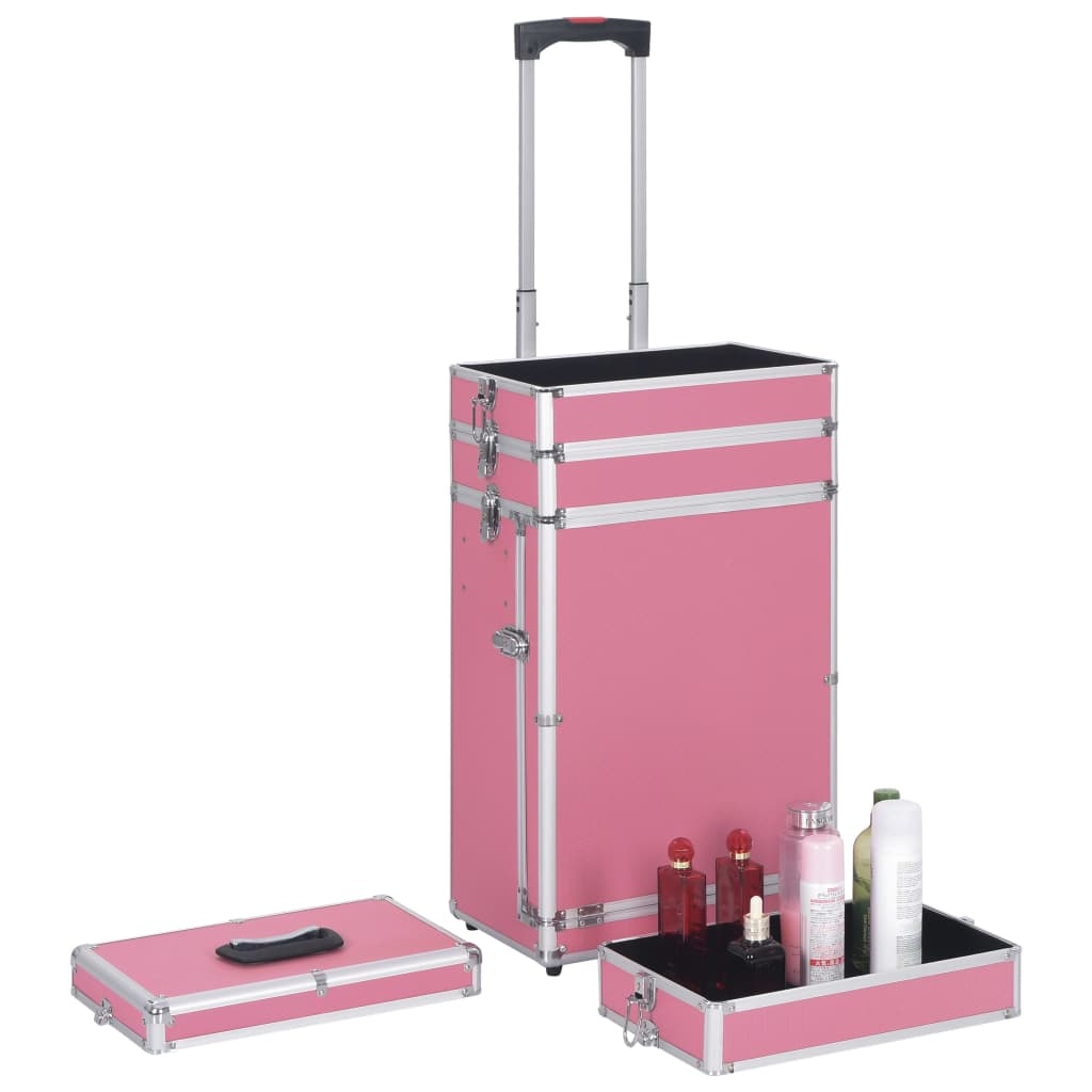 Make-up trolley aluminium roze