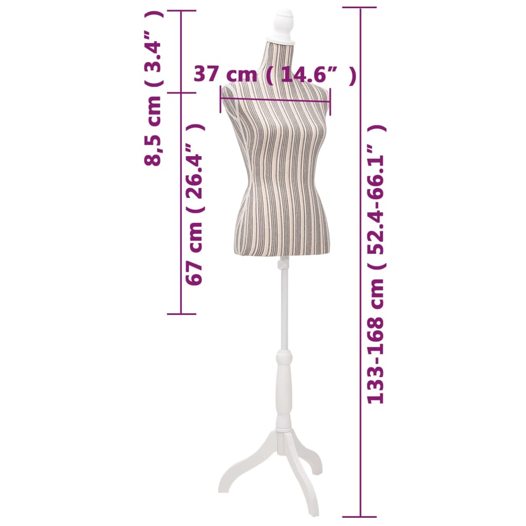 Stijlvolle katoenen linnen etalagepop torso voor dames met gestreept patroon
