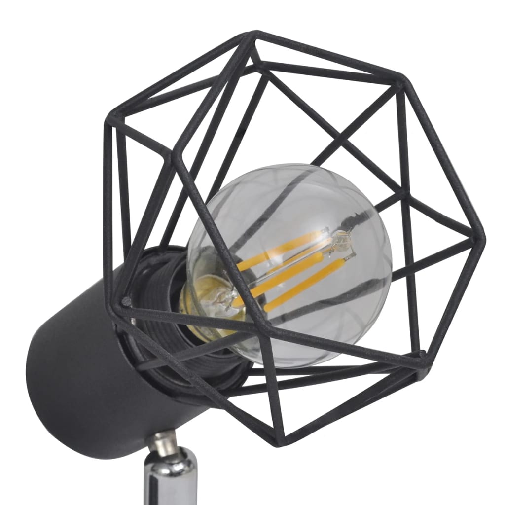 Plafondlamp met 4 LED's industriële stijl zwart