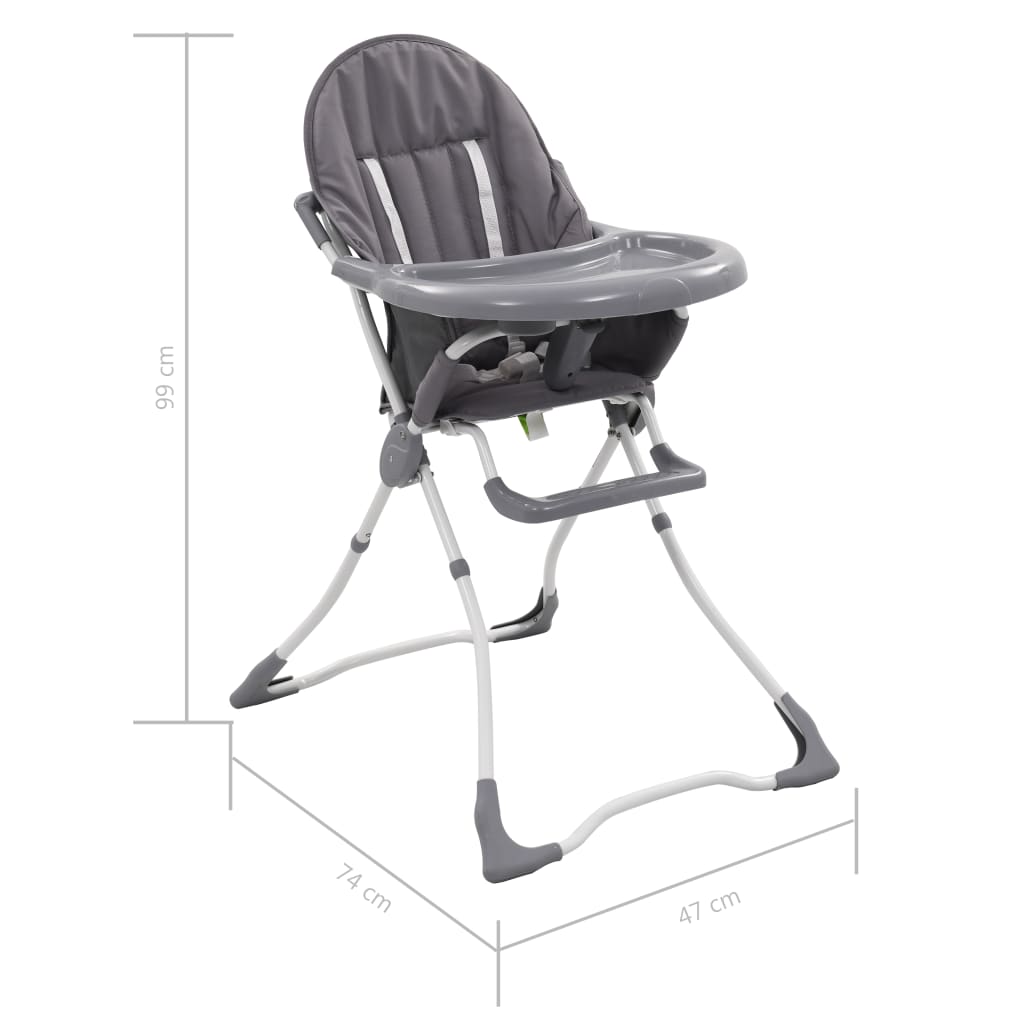 Kinderstoel hoog grijs en wit