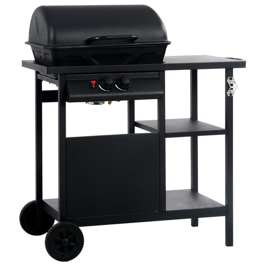 Trendy Gasbarbecue met 3-laags zijtafel zwart