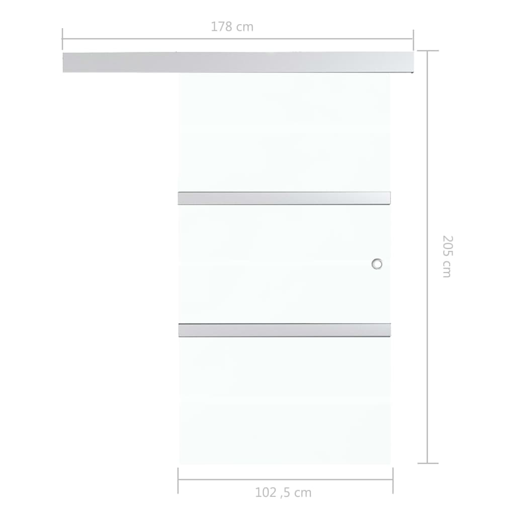 Schuifdeur 102,5x205 cm ESG-glas en aluminium zilverkleurig