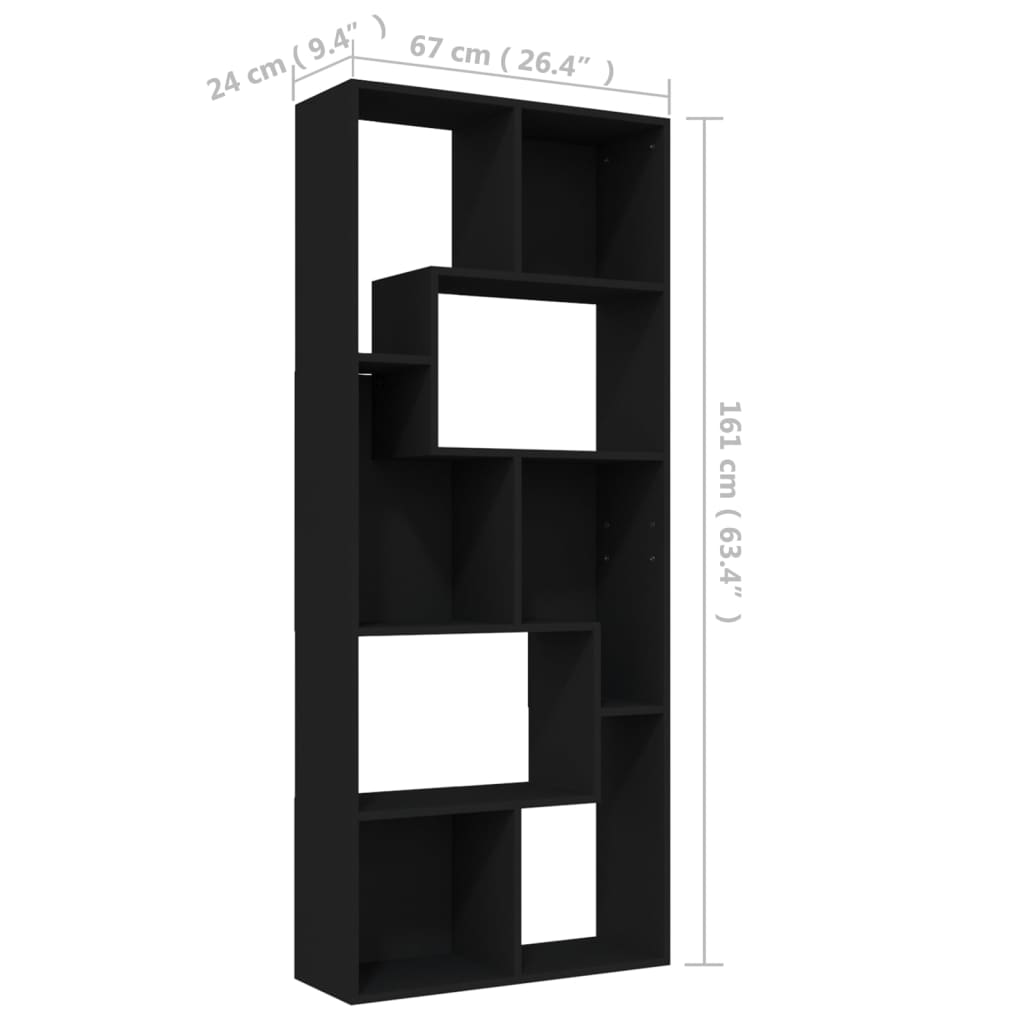 Trendy Boekenkast 67x24x161 cm spaanplaat zwart