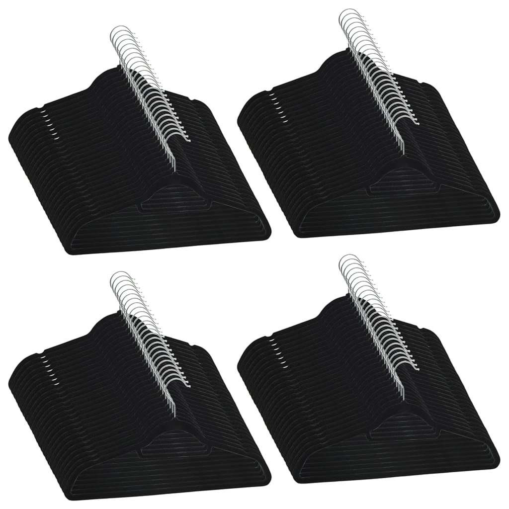 Maak je kledingkast compleet met onze 100-delige set zwarte fluwelen anti-slip kledinghangers!