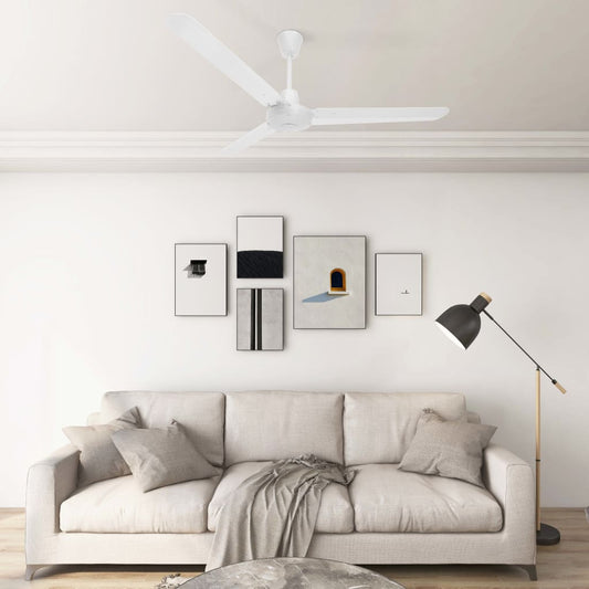 "Stijlvolle witte plafondventilator van 142 cm voor verfrissende luchtstroming"