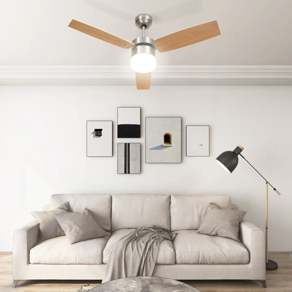 Moderne plafondventilator met lamp en afstandsbediening - 108 cm - lichtbruin