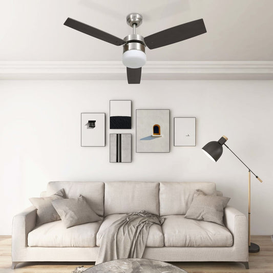 Moderne plafondventilator met lamp en afstandsbediening in elegante donkerbruine uitvoering - 108 cm