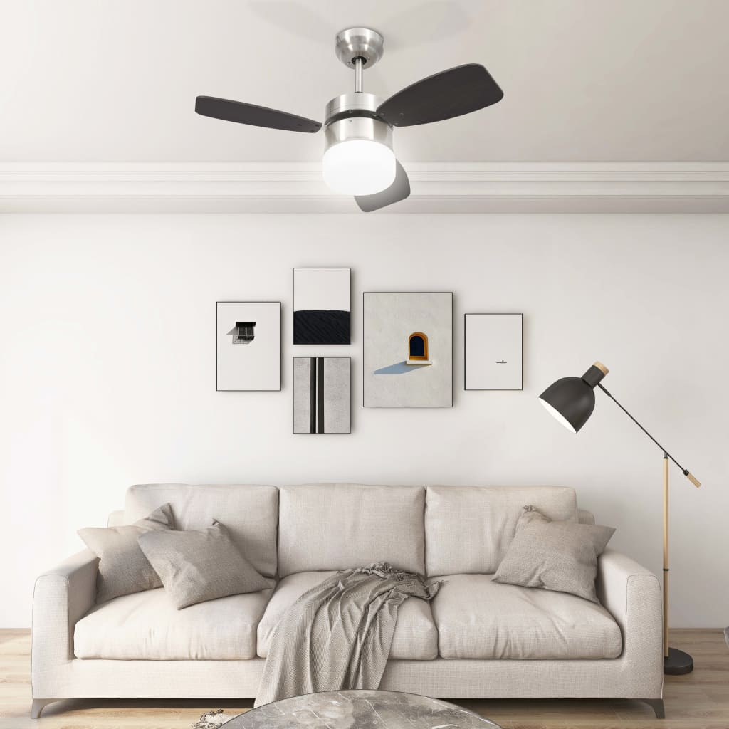 Moderne plafondventilator met lamp en afstandsbediening - 76 cm - in stijlvol donkerbruin