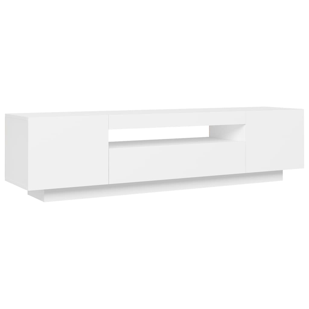 Prachtig wit tv-meubel met trendy LED-verlichting - afmetingen 160x35x40 cm