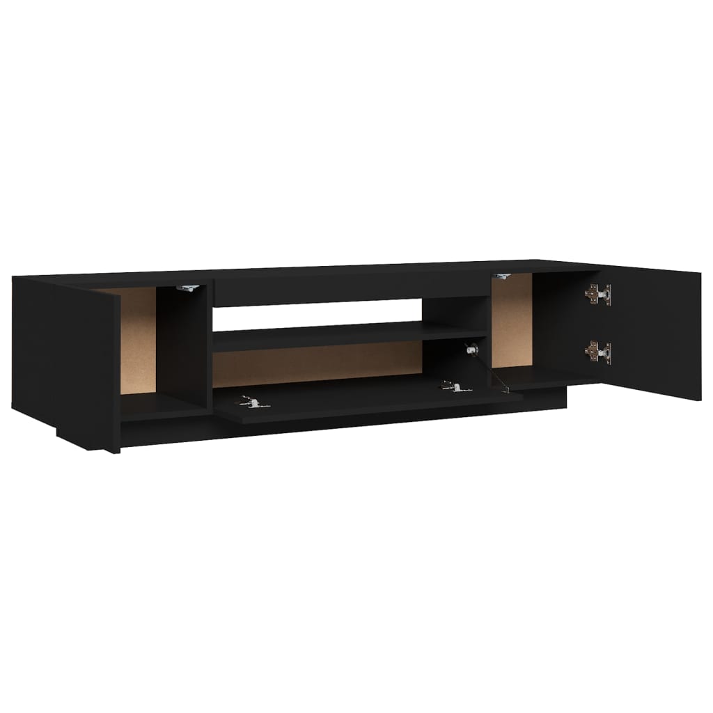 Modern tv-meubel met sfeervolle LED-verlichting - 160x35x40 cm - in elegant zwart