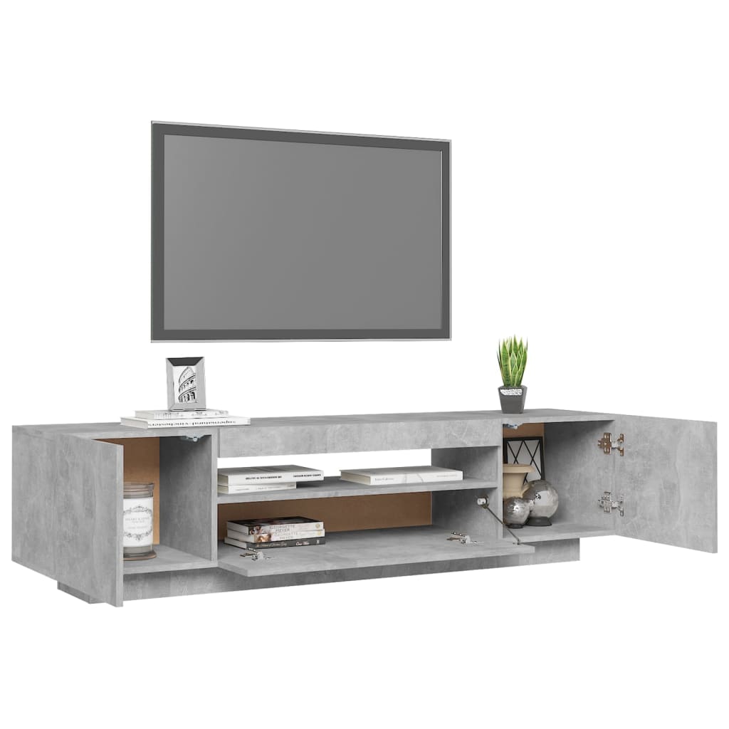 Modern tv-meubel met sfeervolle LED-verlichting - 160x35x40 cm in stijlvol betongrijs