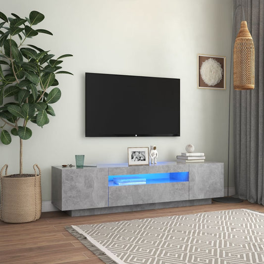 Modern tv-meubel met sfeervolle LED-verlichting - 160x35x40 cm in stijlvol betongrijs