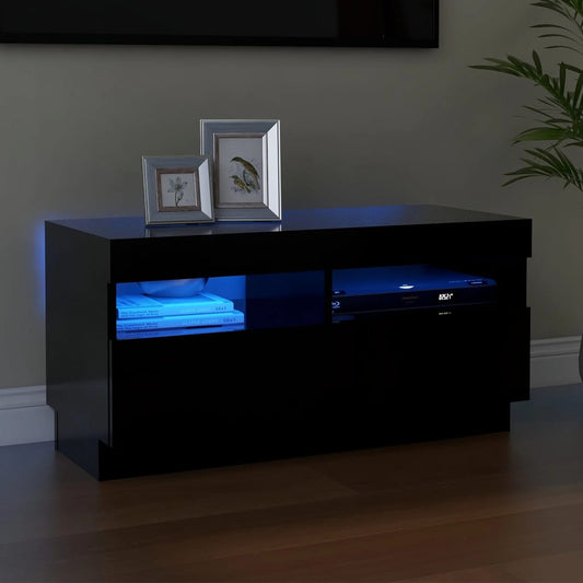 Zwart TV-meubel met LED-verlichting - Afmetingen 80x35x40 cm