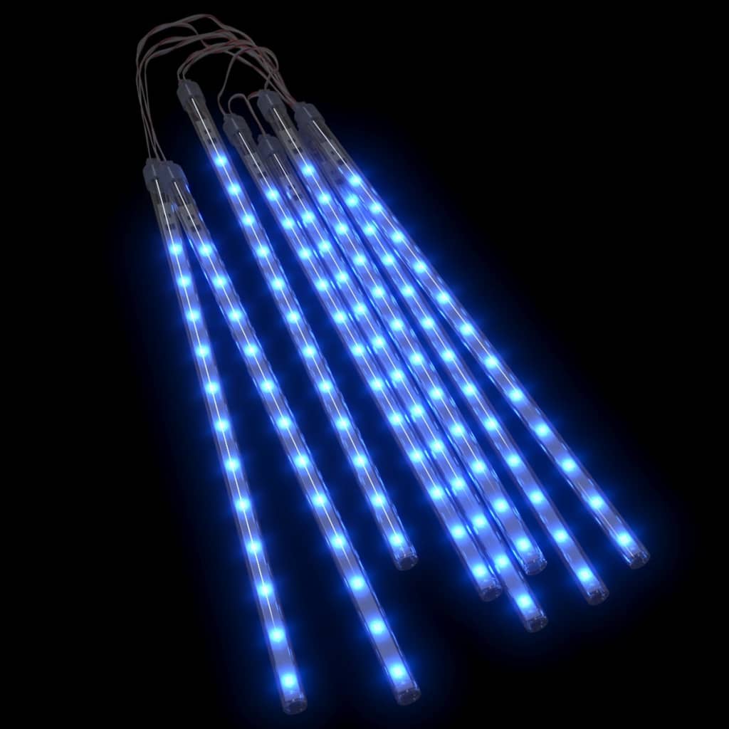 Meteoorlichten 8 st 192 LED's binnen/buiten 30 cm blauw