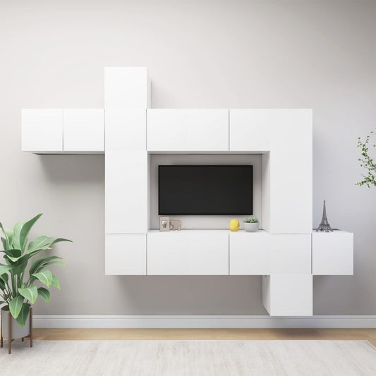10-delige Tv-meubelset spaanplaat wit