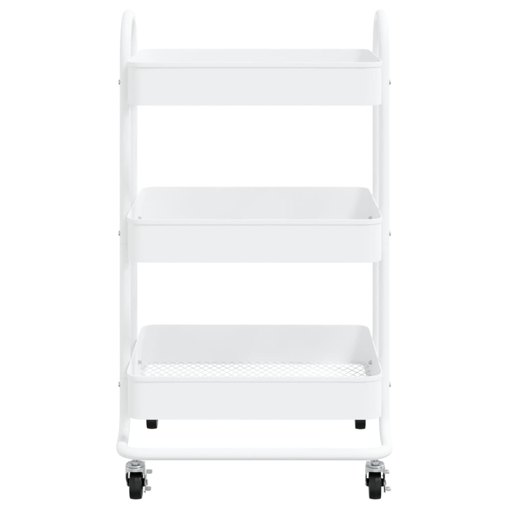 Trolley 3-laags 43x34x79 cm staal wit