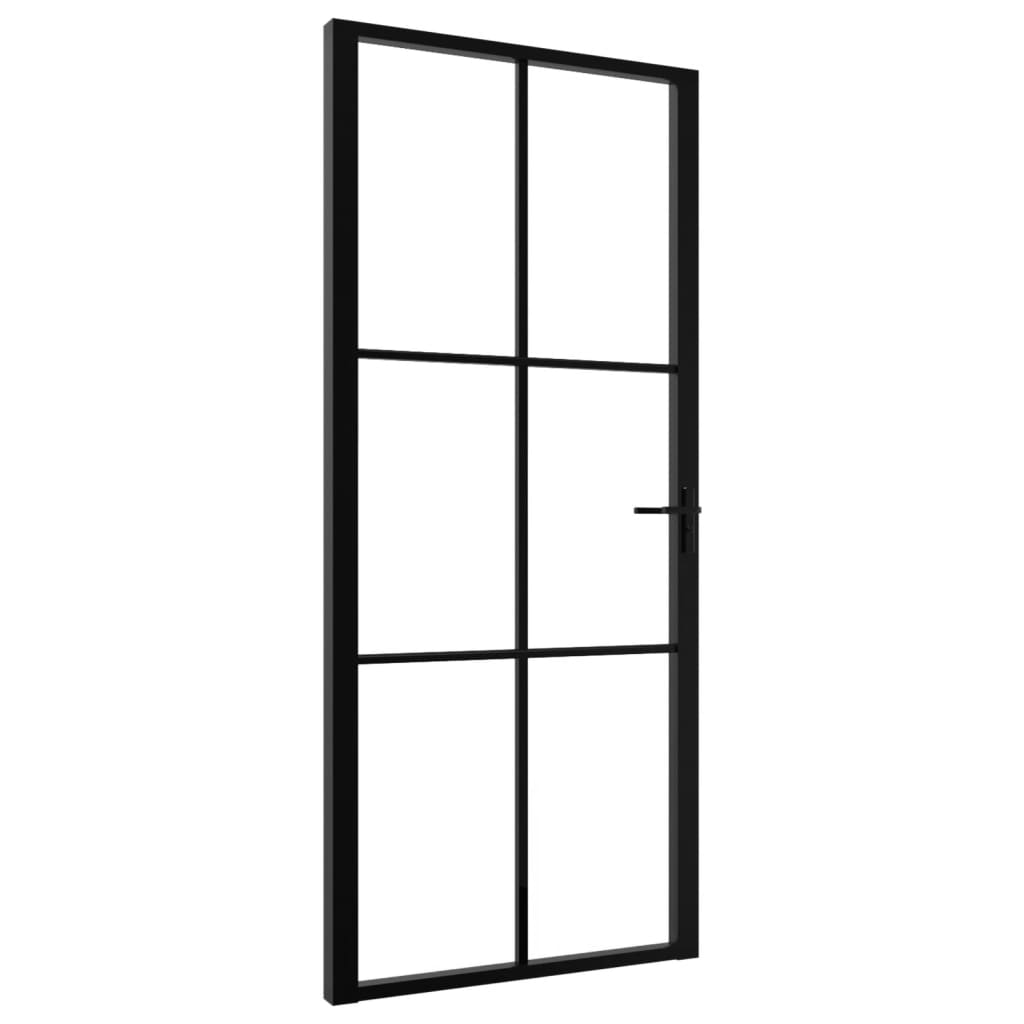 Binnendeur 93x201,5 cm ESG-glas en aluminium zwart