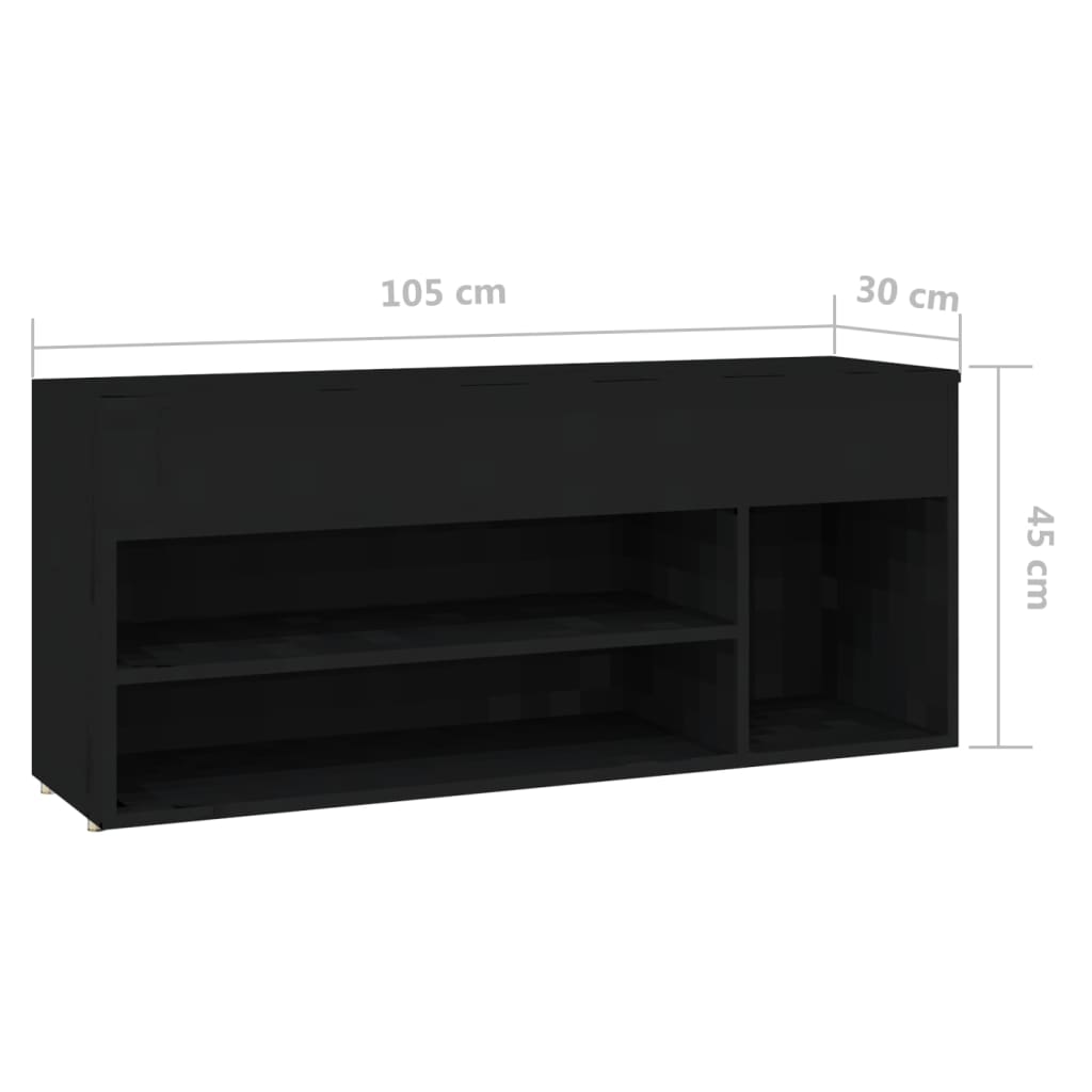 Schoenenbank 105x30x45 cm spaanplaat zwart
