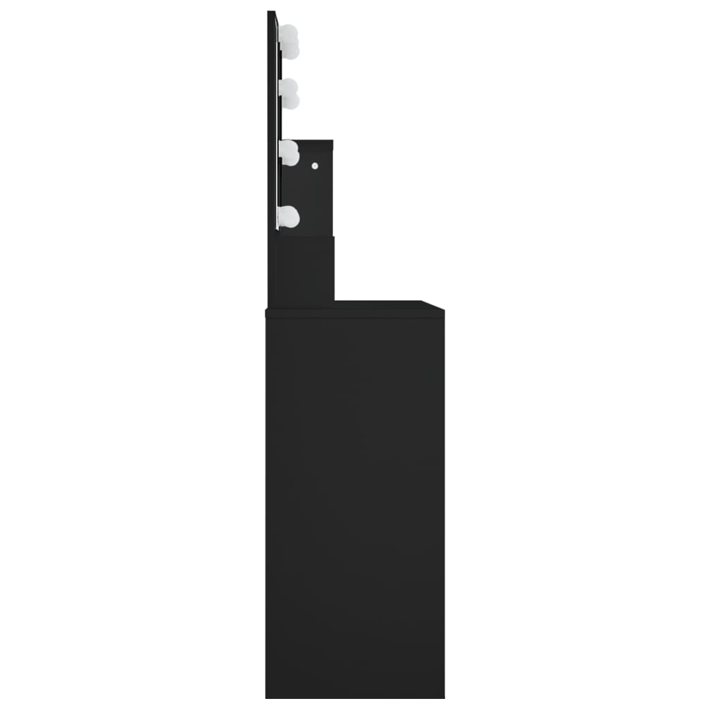 Stijlvolle zwarte kaptafel met LED-verlichting - Afmetingen: 86,5x35x136 cm