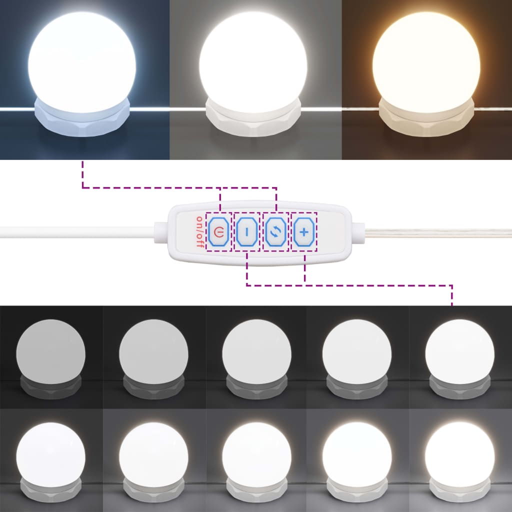 "Hoogglans witte Kaptafel met sfeervolle LED-verlichting - Elegant en praktisch - Afmetingen 86,5x35x136 cm"