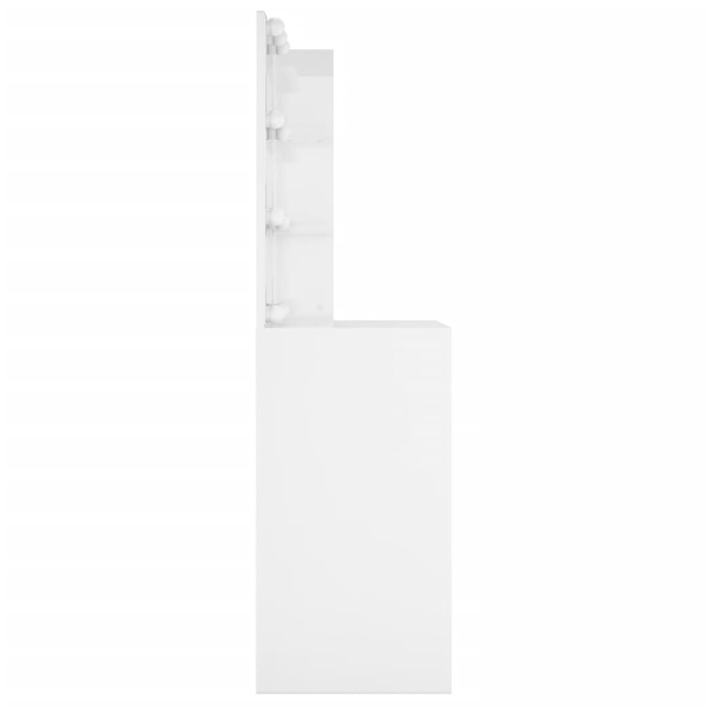 Stijlvolle en verlichte hoogglans witte kaptafel - 60x40x140 cm