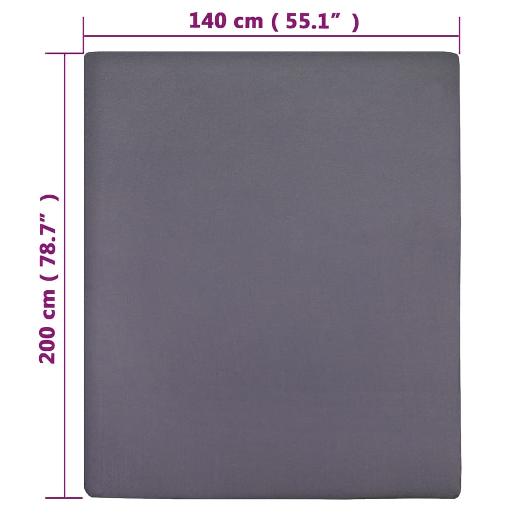 Hoeslakens set van 2 - 140x200 cm - Jersey Katoen - Antraciet