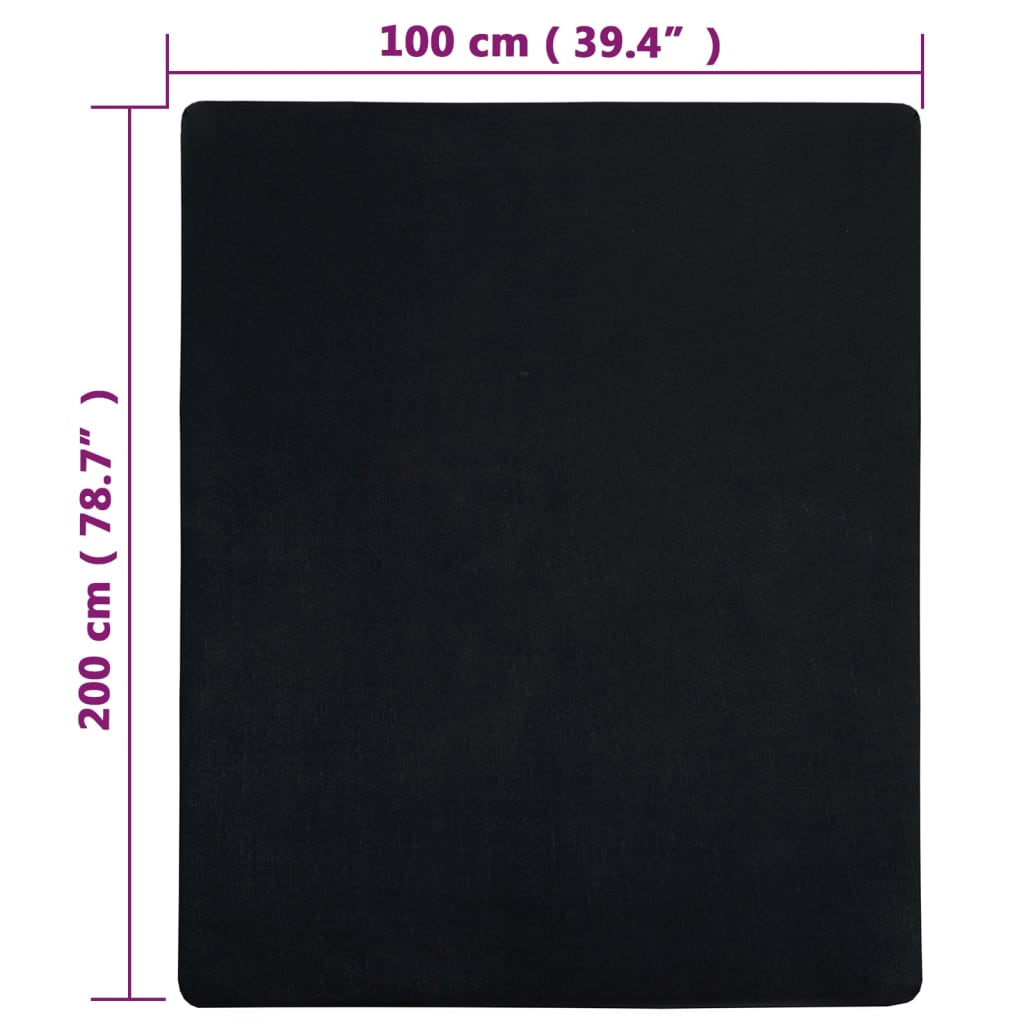 "Elegant en Comfortabel 100x200 cm Zwart Katoenen Jersey Hoeslaken"