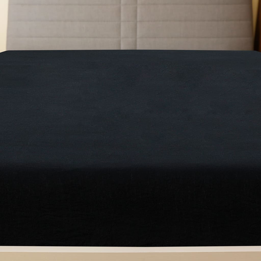 Zwarte katoenen jersey hoeslakens - 2 stuks - 140x200 cm
