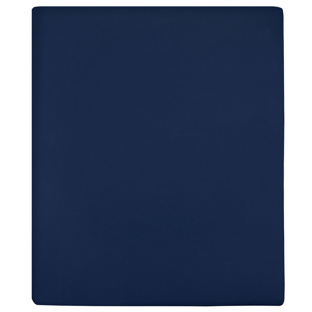 Marineblauw jersey hoeslaken van katoen - 140x200 cm