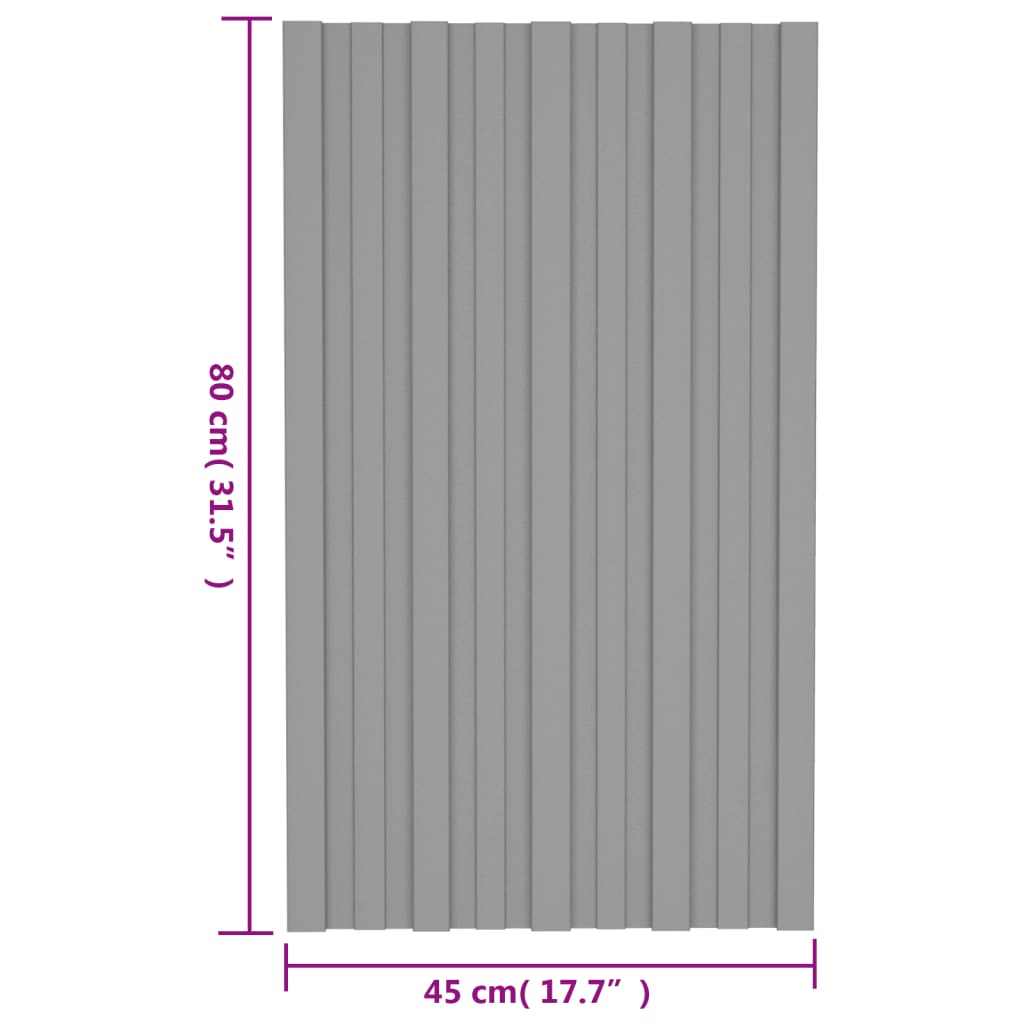 Dakpanelen 36 st 80x45 cm gegalvaniseerd staal grijs