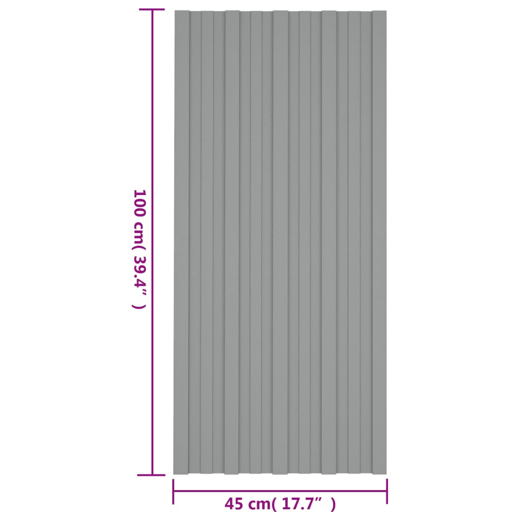 Dakpanelen 36 st 100x45 cm gegalvaniseerd staal grijs