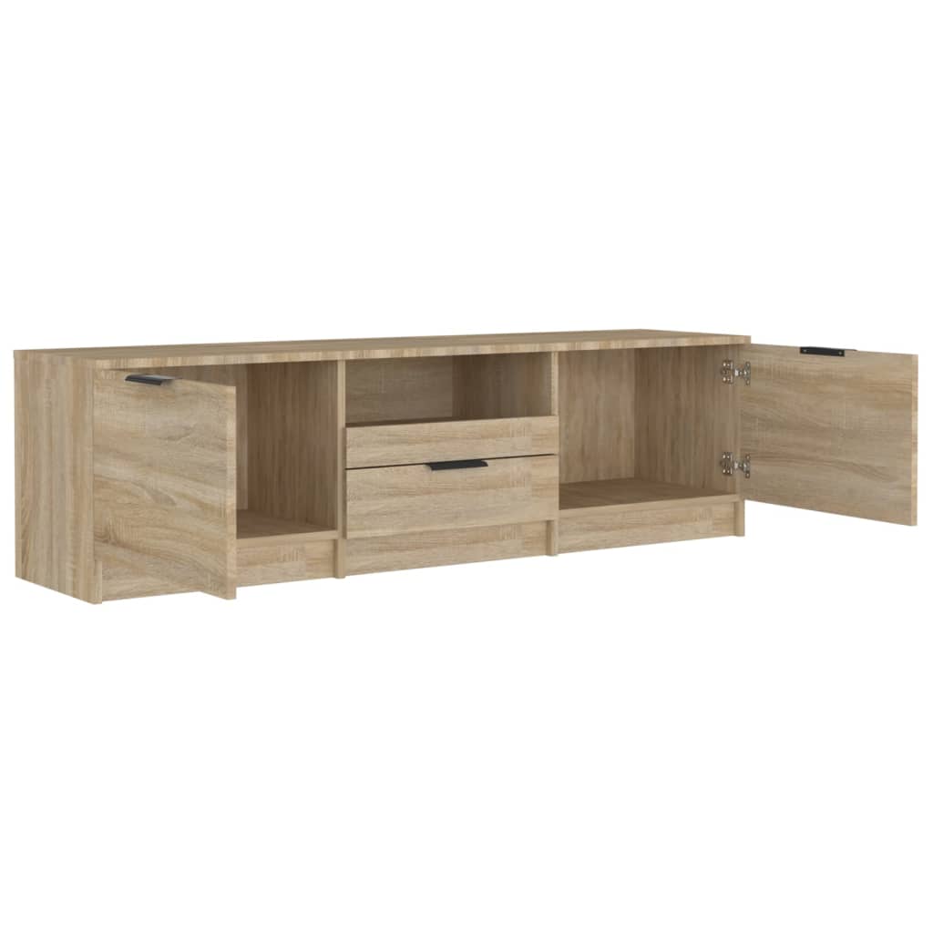 Stijlvol TV-meubel van bewerkt hout in sonoma eikenkleur - 140x35x40 cm
