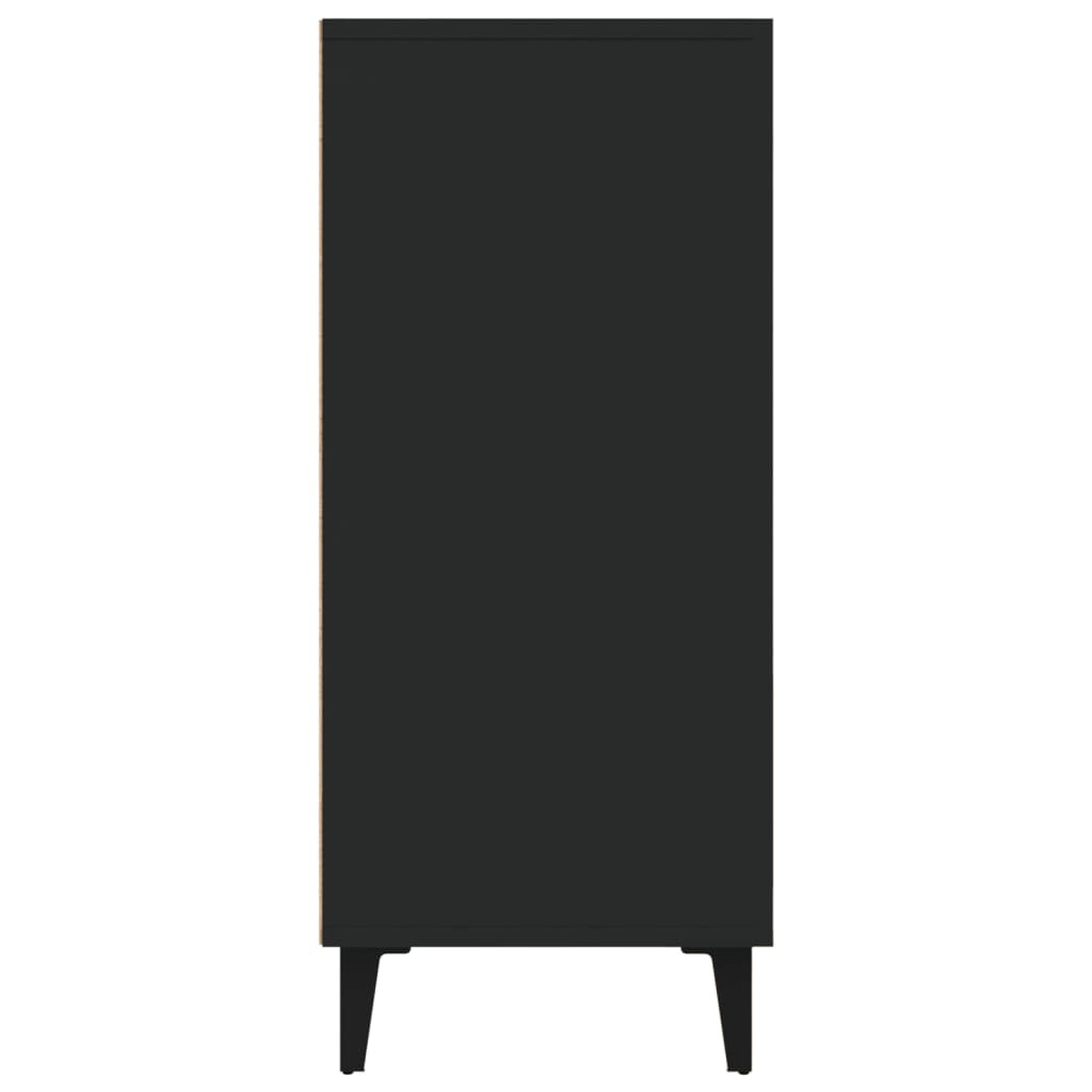 Stijlvol zwart dressoir van bewerkt hout - afmeting 90x34x80 cm