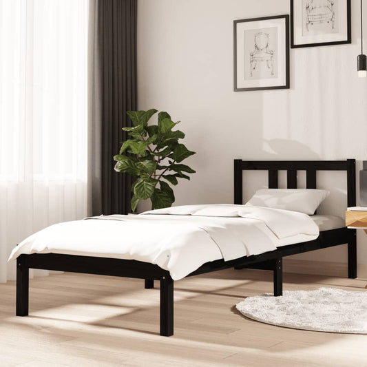 Bedframe massief hout zwart 75x190 cm 2FT6 Small Single