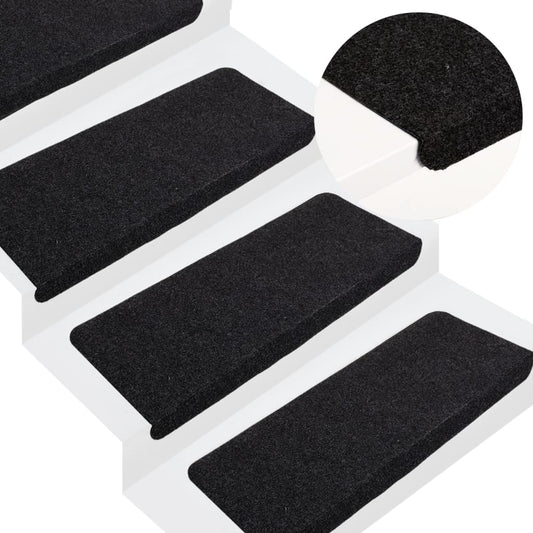 Trapmatten zelfklevend 15 st 65x24,5x3,5 cm zwart