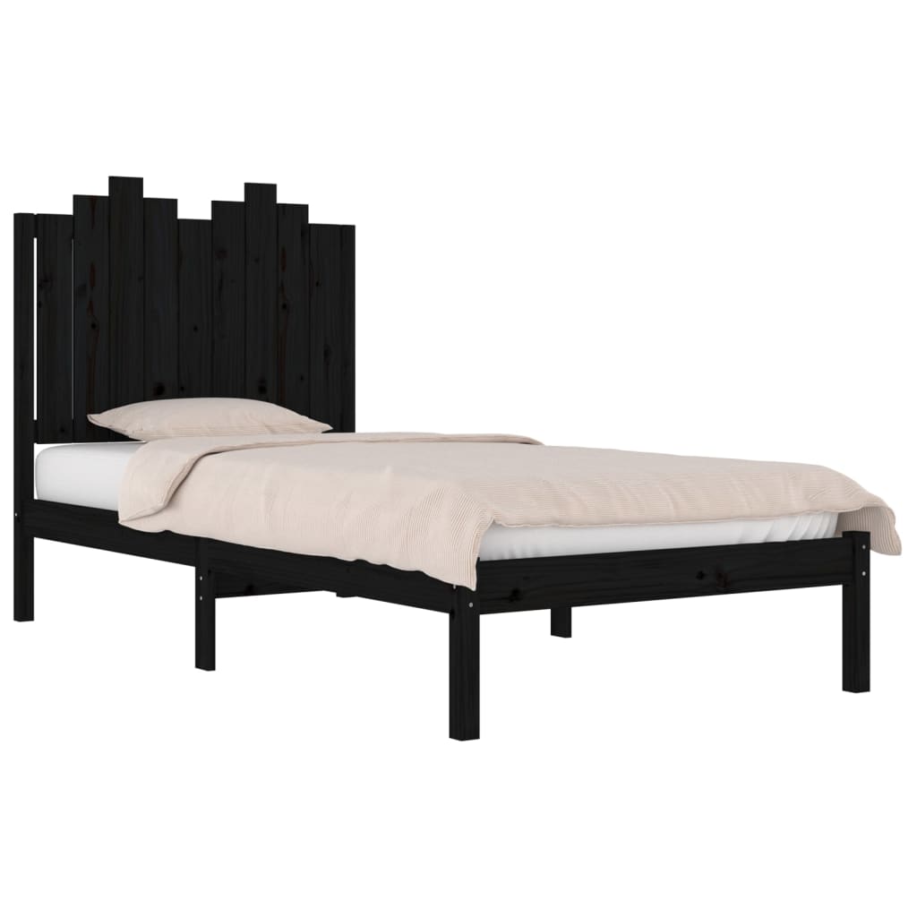 Zwart bedframe van massief grenenhout - perfect voor eenpersoonsbed - 90x190 cm