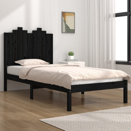 Zwart bedframe van massief grenenhout - perfect voor eenpersoonsbed - 90x190 cm